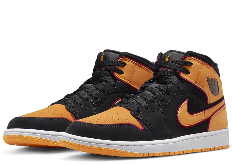 JORDAN 1 MID FAT TONGUE BLACK ORANGE