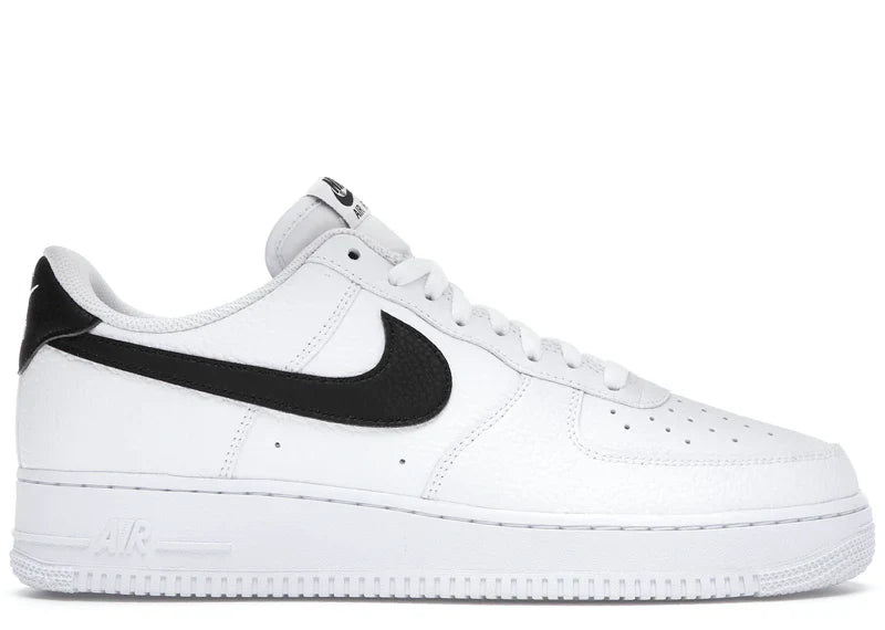 NIKE AIR FORCE 1 LOW '07 WHITE BLACK PEBBLED LEATHER