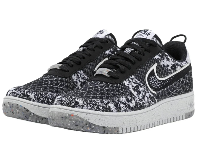 NIKE AIR FORCE 1 LOW CRATER FLYKNIT BLACK WHITE MELANGE
