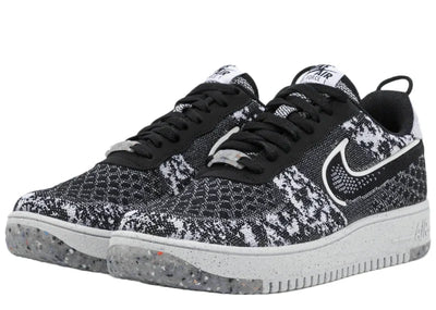 NIKE AIR FORCE 1 LOW CRATER FLYKNIT BLACK WHITE MELANGE